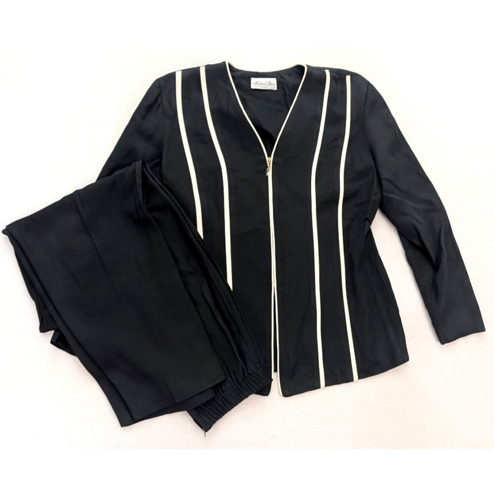 Michael Blair Vintage 90s Women's Suit Black Full Zip Blazer Jacket Size S/M
